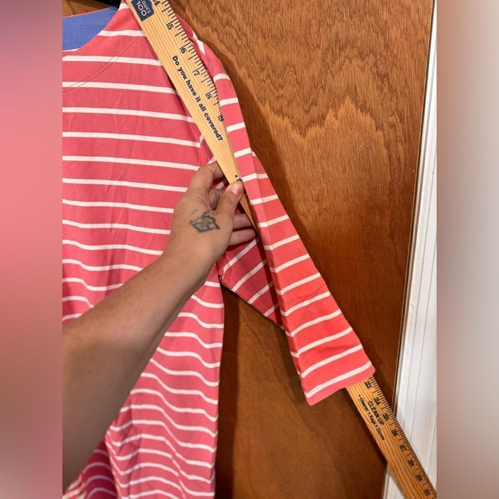 Vineyard Vines Split Stripe Sailor Boatneck Top Size S Coral White - Picture 5 of 7